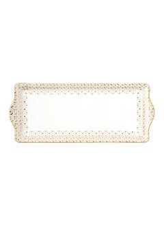 Buy Elegant Design Rectangular Shaped Serving Platter White and Gold 35 x 15 cm R1109/SA#FESV in Saudi Arabia