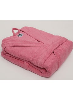 اشتري Bathrobe - Unisex Adult - ZERO TWIST - 100% Cotton -550 GSM - 1350 Grams - Luxury Feel - Premium Look - Super Absorbent - Quick Dry - Hood & Pocket - Size Medium - Pink Color في الامارات