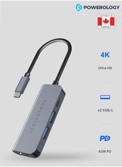 Buy USB C Hub  4 in 1 with HDMI, USB 3.0 High Quality Material, Aluminum Body -Gray in UAE