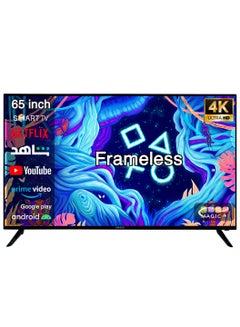 Buy Magic World 65 Inch Frameless 4K Ultra HD SMART HDR-Pro LED TV with Built-in DVB-T2/S2 Receiver, Android 13, WiFi, Multilanguage OSD, Includes A Wall Mount - MG65V24USBT2-13 in UAE
