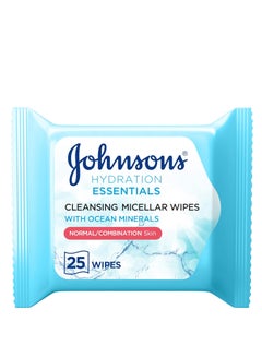Buy JOHNSON’S Cleansing Face Micellar Wipes, Hydration Essentials Make up remover, Pack of 25 wipes in UAE