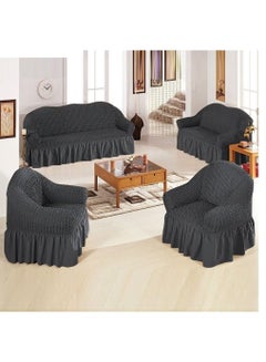 Buy Sofa Cover Set 4 pieces (3+2+1+1) Super Stretchable Anti-Wrinkle Slip Resistant in Saudi Arabia