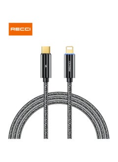 Buy RECCI RC03CL SMART POWER-OFF PD 20W FAST CHARGING CABLE WITH LED 1M - BLACK in Egypt