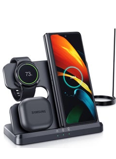 Buy Wireless Charging Station for Samsung 3 in 1 Wireless Charger for Galaxy Watch 4/3/Active 2/1 Compatible with Samsung S22 Ultra S21 S20 Note20 Z Flip 4/3 Z Fold Galaxy Buds, Black in Saudi Arabia