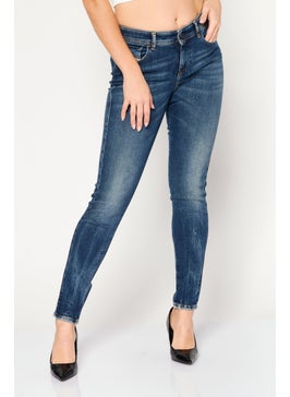 اشتري Women Super Skinny Fit Washed Stretchable Denim Jeans, Blue في الامارات