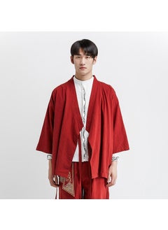 Buy Mens Loose Hanfu Set Retro Tang Jacket Red one-piece top in Saudi Arabia