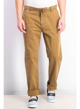 اشتري Men Belt Loops Drawstring Stripe Pants, Brown في السعودية