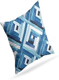 Buy Decorative pillow plush - 50 * 50 - blue * turquoise squares in Egypt