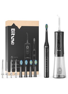 اشتري Bitvae Electric Toothbrush with Water Flosser, 4H Charge Maximum 30 Days Use, 5 Modes Sonic Electric Toothbrush, 3 Modes Cordless Dental Flosser Picks, 4 Brush Heads and 4 Water Jet Tips في الامارات