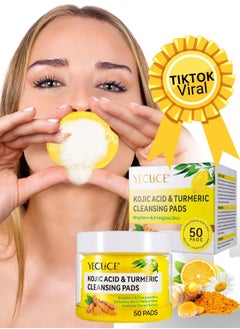 Buy 50Pcs Kojic Acid & Turmeric Cleansing Pads for Dark Spots Turmeric Kojic Acid Cleansing Pads Helps Balance Skin Oil & Water Fade Spot Remove Excess Keratin Clean Oil Refines Pores in UAE