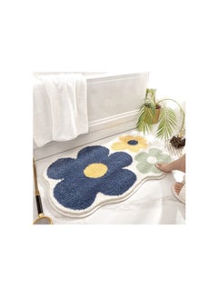 Buy Soft - Plush Floral Design Bathroom Rug Non-slip Bathroom Mat Super Absorbent Doormat for Bedroom, Entrance Mats Anti-Slip Door Mat (50x80cm) in UAE