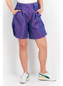 Buy Women Sportswear Fit Plain Training Shorts, Purple in UAE