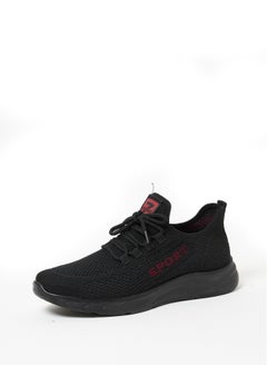 Buy Cobblerz Men's Lace-up Low Top Sneakers Black Red in Saudi Arabia