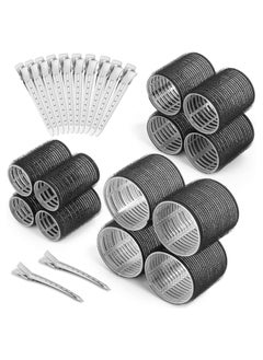 Buy 24 Pcs Thermal Hair Rollers & Clips, Self Holding Hair Curlers with Clips, Large Rollers for Hair Set, Self Grip Thermal Hair Roller for Long Medium Short Hair Volume Salon Hair (Charcoal) in UAE