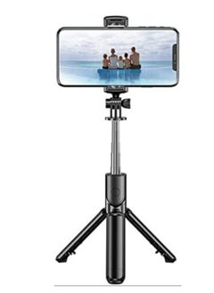 Buy Selfie Stick Tripod, Extendable 3 in 1 Aluminum Bluetooth Selfie Stick with Wireless Remote and Tripod Stand for iPhone 13/13 Pro/12/11/11 Pro/XS Max/XS/XR/X/8/7, Samsung Smartphones, Black in UAE