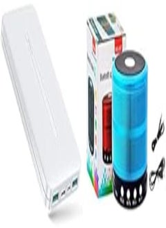 اشتري Travel Essential Bundle (Joyroom JR-T012 Top Star mobile power 10000mAh white + SPOY Mini Bluetooth Speaker WS-887 with FM Radio, Memory Card Slot, USB Pen Drive Slot, AUX Input Mode - Blue, wireless) في مصر