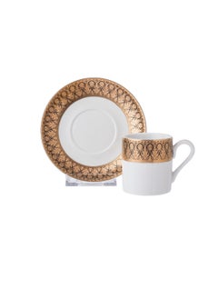 Buy Turkish coffee set for 6 peopl pure white porcelain with golden engraving in Saudi Arabia