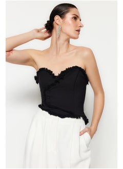 اشتري Black Fitted Lined Woven Tasseled Bustier TPRSS22BS0070 في مصر