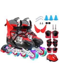 اشتري Kids Adjustable Perfect inline skates Roller Skate Shoe Set with LED Flash في السعودية