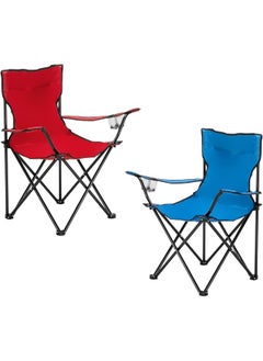 اشتري Folding Beach Chair Foldable Camping Chair With Carry Bag For Adult, Lightweight Folding High Back Camping Chair For Outdoor Camp Beach Travel Picnic Hiking (2, Red/Royal Blue) في الامارات