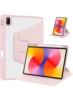 Buy Clear Back Case Compatible with Huawei MatePad SE 11 inch 2024 with Pen Holder, 360 Degree Swivel Stand Flip Smart Tablet Cover Auto Sleep/Wake Case (Pink) in UAE