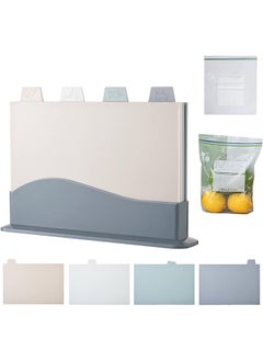 Buy Plastic Cutting Board Set,Food Sorting Use,Color Coded,Dishwasher Safe,Non-slip Safety,With Space Saving Storage Box(Gray) in Saudi Arabia