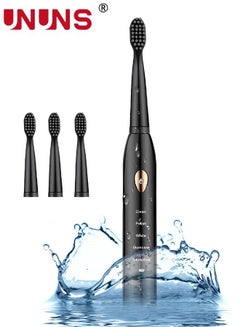 اشتري Ultrasonic Electric Toothbrush,5 Modes USB Rechargeable Smart Toothbrush,4 Replacement Brush Heads,Built-in 2-Minute Smart Timer,Black في الامارات