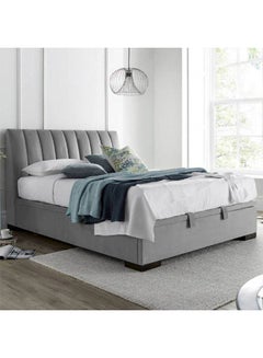 Buy Blven | Wooden Bed Frame Upholstered in Velvet - Grey in Saudi Arabia