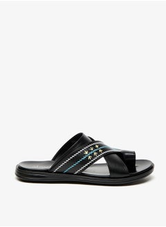 Buy Men's Embroidered Slip-On Cross Strap Arabic Sandals in Saudi Arabia