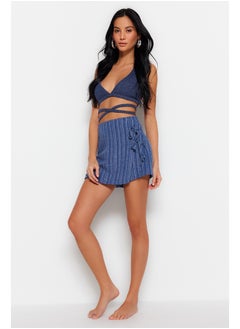 اشتري Blue Woven Tie Linen Blend Short Skirt TBESS23SR00044 في مصر