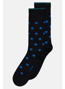 Buy Men 1 Pair All Over Print Crew Socks, Navy/Green in Saudi Arabia