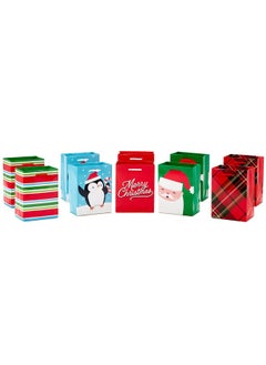 اشتري Image Arts 5" Small Christmas Gift Bag Bundle (10 Bags Santa Plaid Stripes Penguin) For Kids Coworkers Gift Cards Party Favors في الامارات