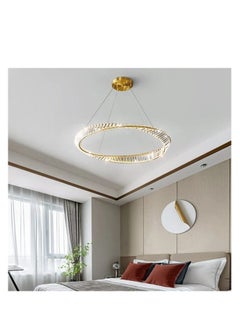 Buy Modern LED crystal chandelier, sparkling gold color and 3 lighting colors from TEC Light for modern lighting. in Egypt