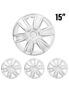 اشتري PISTOL Car Wheel Cover Silver Color 15 inch - High-Quality Pistol Wheel Cup Universal Fit Set of 4PC في السعودية