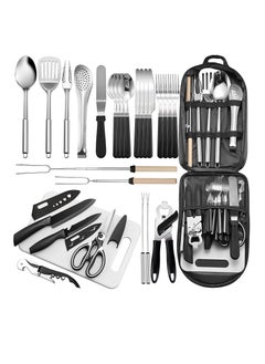 اشتري Portable Camping Kitchen Utensil Set-27 Piece Cookware Kit, Stainless Steel Outdoor Cooking and Grilling Utensil Organizer Travel Set Perfect for Travel, Picnics, RVs, Camping, BBQs, Parties and More في الامارات