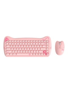 اشتري A3060 - Cute Cat Pink PC Wireless Keyboard and Mouse Set USB, Retro Typewriter Round Key caps 65 percent, Small Cordless Aesthetic Mouse, Compatible Mac Laptop Computer for office game في الامارات