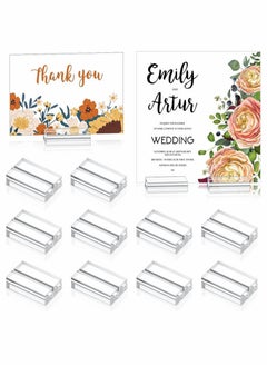 اشتري 10PCS Clear Acrylic Stands,Place Card Holders Table Number Stands Card Display Stand for Dining Table Shop Office Wedding Photo Painting Business Card Holder في السعودية