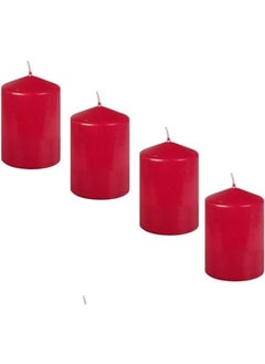 Buy Premium Quality Red Pillar Candles,SPA Candles,Party Candles,Unscented Candles,Decorative Candles (Pack of 4) in UAE