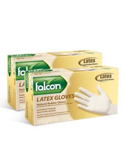 Buy Falcon Latex Gloves - Powder Free (2 Packs x 100 Pieces) in UAE
