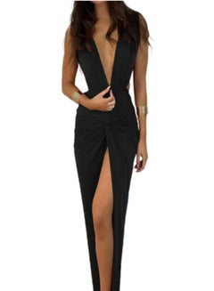 Buy Deep V Neck Women Bodycon Dress Backless Midi Split 2023  Summer Sleeveless Beach Dresses Party Club in UAE