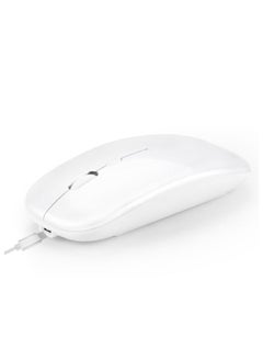 Buy HXSJ M80 2.4G Ergonomic Wireless Rechargeable Silent Mouse White in UAE
