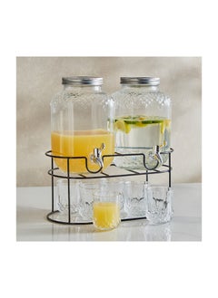 Buy Coolers 9-Piece Glass Dispenser Set 37.6 x 41.6 x 17.8 cm in UAE