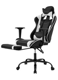 Buy Ergonomic Gaming Chair Heavy Duty Office Throne with Headrest Armrest and Footrest Black in UAE