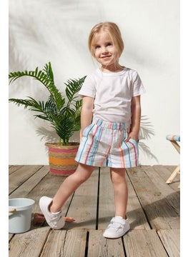 اشتري Kids Girl Stripe Pull,On Short, White Combo في الامارات