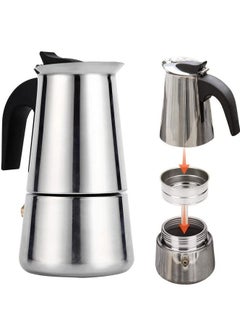 Buy Italian Espresso Coffee Pot (Mocha Pot) From Stainless Steel (4 Cups ) Prepared On The Cooker Gas, Stove And Induction A Perfect Gift For Coffee Lovers in Egypt