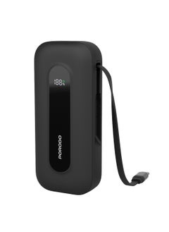 Buy 10000mAh Power Bank 58cm Retractable Cable Type-C Input & Output / PD 22.5W / Always on Display / Simultaneous Charging / Quick Charge Function / Multi-Port Output - Black in UAE