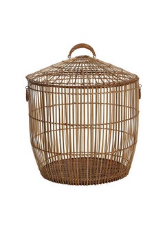 Buy Rattan Round Basket With Lid, Natural - Large, 51 cm in UAE