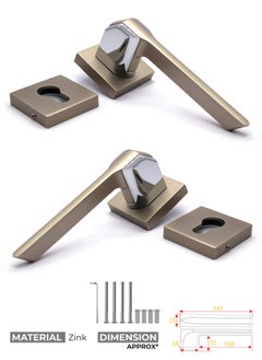 Buy Mortise Zinc Door Handle (W-2005 SATIN+CHROME) in Saudi Arabia