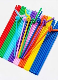 اشتري Flexible Plastic Drinking Straws, Extra Long Disposable Bendy Party Fancy Straws, Pack of 100 في مصر