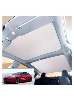 اشتري Roof Window Sunshade for 2021-2023 Tesla Model 3, Glass Roof Heat Insulation Sun Shade Protection Ice Crystal Coatings Reflectance 80%, Updated Ice Crystal Sunscreen Sun Heat Shade (White) في الامارات